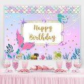 Meerjungfrau Karikatur Lila Geburtstag Party Hintergrund für Mädchen